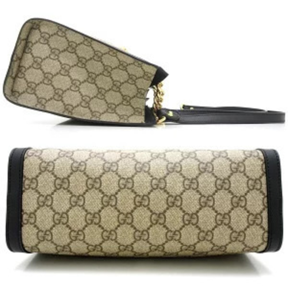 Gucci Padlock Beige GG Shoulder Leather Black Bag